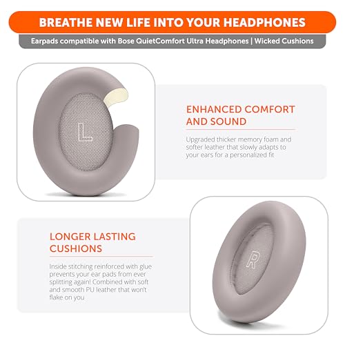 Image of WC PadZ QC Ultra - Upgraded Replacement Earpads Compatible with Bose QuietComfort Ultra Gen 1 & Gen 2 by Wicked Cushions | Enhanced Comfort, Thickness & Durability | Sandstone