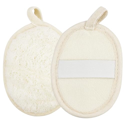 Depurador corporal exfoliante de esponja natural de lufa (2 piezas), hecho de esponja de lufa de ducha ecológica y biodegradable, lufa para mujeres y hombres,beige