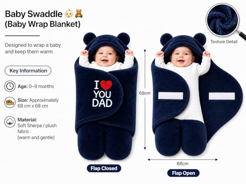 Image of BRANDONN Baby Blanket Newborn Gift Pack of Swaddle Wrapper, 0-9 Months, Length 68 cm x Width 68 cm