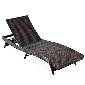 EROMMY Patio Chaise Adjustable Outdoor Chaise Lounge Chair, Rattan Wicker Patio Lounge Chair with Cushion for Beach… 412vy0vDqFS. SS280