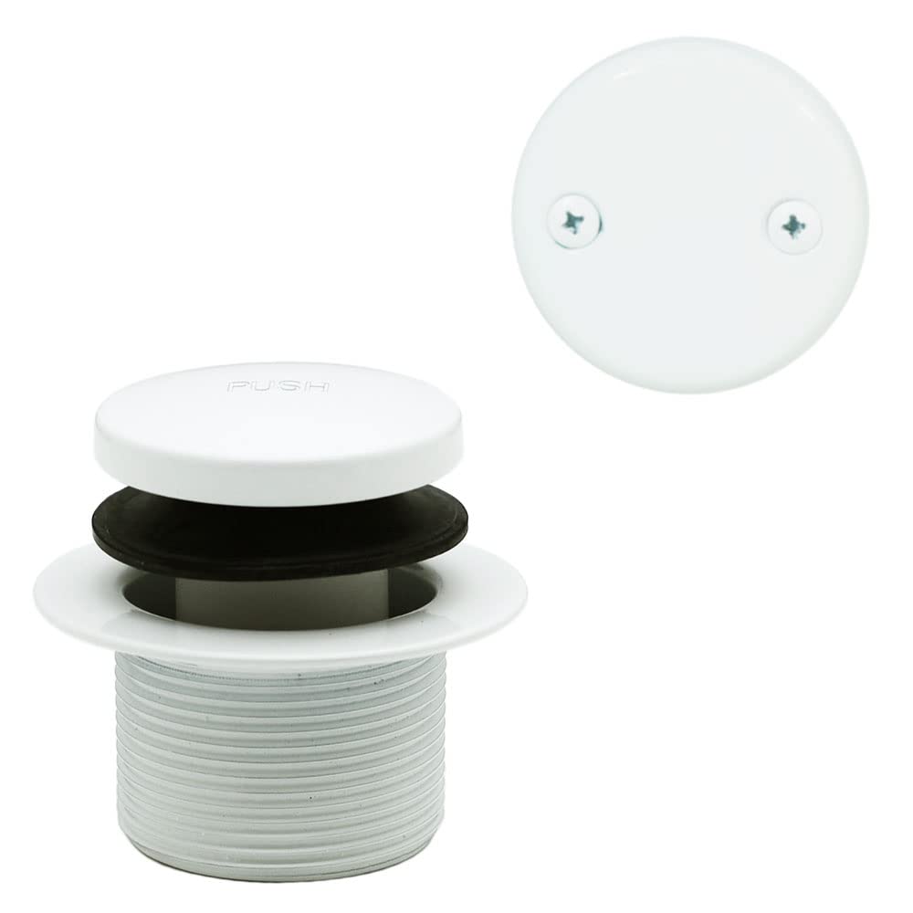 Westbrass A532-50 SCH. 40 - Tapón de drenaje para bañera con codos de dos agujeros, recubrimiento en polvo, color blanco