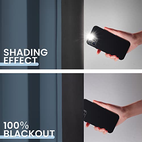 Image of SimpleHome Stone Blue 100% Blackout Curtains Room Darkening Living Room 63L
