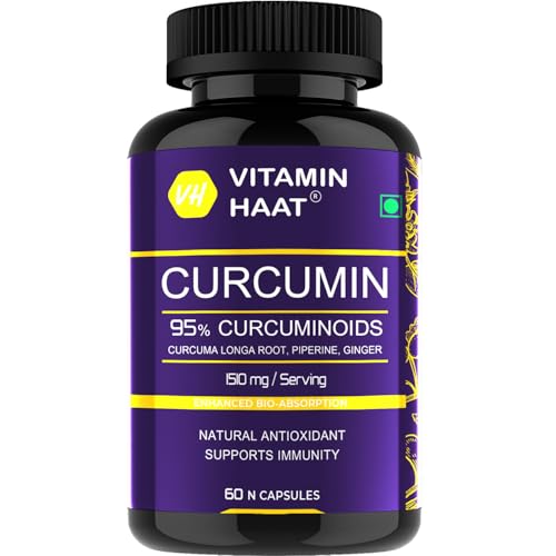 Image of Curcumin with Piperine & 95% Curcuminoids | Anti Inflammatory Supplement for Adults | With Curcuma Longa [ Turmeric ] & Ginger 1510mg | 100% Natural Curcuminoids - 60 Capsules by VitaminHaat