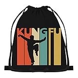 874 Turnbeutel, Kung Fu Retro Sportbeutel Moderne Rucksack Hipster Tunnelzug Gym Sack Für Strand Herren 36X42Cm