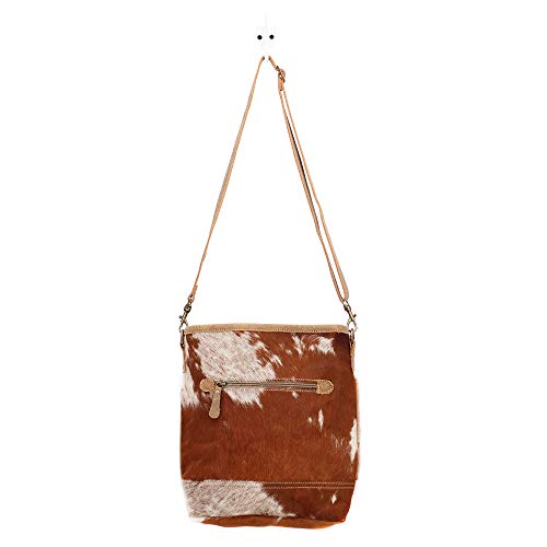 Myra Bag Nut Brown Upcycled Canvas & Cowhide Shoulder Bag S-1463 #TOP5