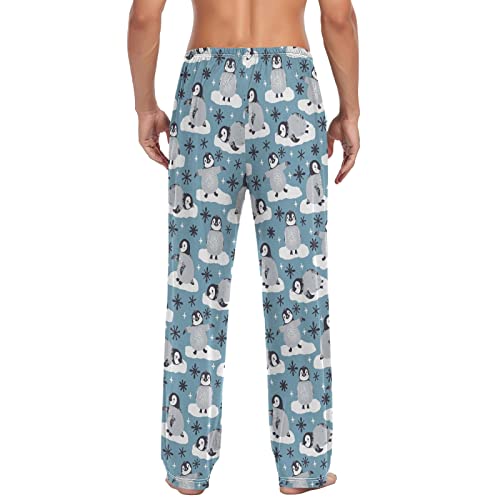 Christmas Winter Men's Pajama Pants Cute Penguins and Snowflakes Super Soft Lounge Pajama Bottoms with Pockets2