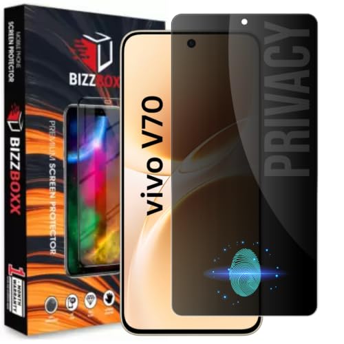 Image of Privacy Screen Guard For vivo V70 - Anti-Spy Tempered Glass Gurad, Protect Sensitive Information, Privacy in Public, Fingerprint Working (vivo V 70-6.59 inch) - Pack of 1