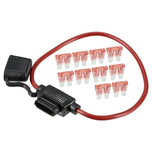 A ABSOPRO 40A Standard Blade Style Fuse 12 AWG Fuse Holder Waterproof 12 Gauge Fuse Holder Blade Style Inline Fuse Holder Metal Black