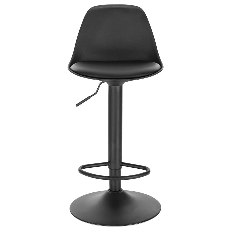 Image of Enosilla 360 REVOLVING Height Adjustable Swivel BAR Stool /Kitchen Chair Suitable for Kitchen, Cafeteria, Dining, Office, Shops, Counter seat, Breakfast, Pub (Black Base) (Charcoal Black)