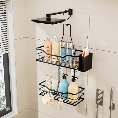 HapiRm Duschablage zum Hängen Duschregal Hängend - Duschregal zum Hängen 360° Verstellbarer Haken für das Badezimmer mit 4 Haken, Duschkorb zum Hängend für Shampoo, Spülung & Aufbewahrung