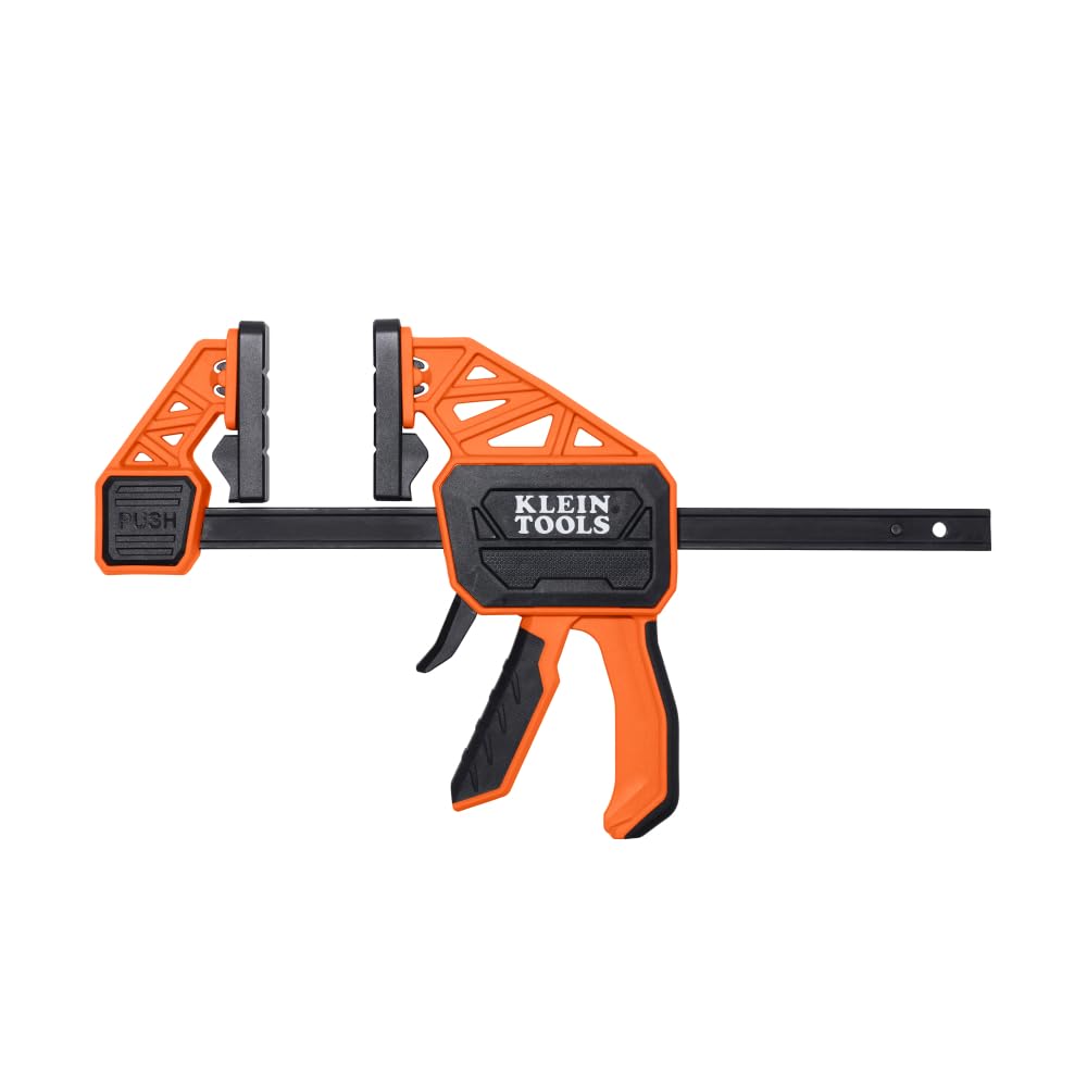 Klein Tools 47555 Bar Clamp, Speed-Klamp 6-Inch, 300-Pound Clamping Force, Clamp / Spreader, Pivoting Pads, One-Handed-Operation for Woodworking and