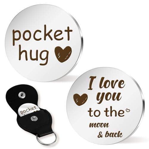 Graduation Gift for Her Him Pocket Hug Birthday Gift for Dad Mom Daughter Son Keychain Gifts Ideas for Birthday I Love You to the Moon and Back Present Easter Basket Stuffers
