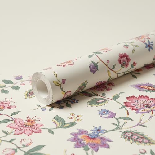 Image of Floral Wallpaper Peel and Stick - Flower Design Self Adhesive Wall Paper for Living Room, Bedroom, Kitchen, Removable Waterproof Wall Decor (MG37, 16X96 Inch)