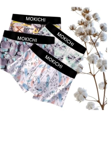 Image of Men's Printed Boxer Briefs Pack of 4 | Soft Stretch Cotton Blend Trunks | Breathable Comfortable Innerwear | Elastic Waistband |