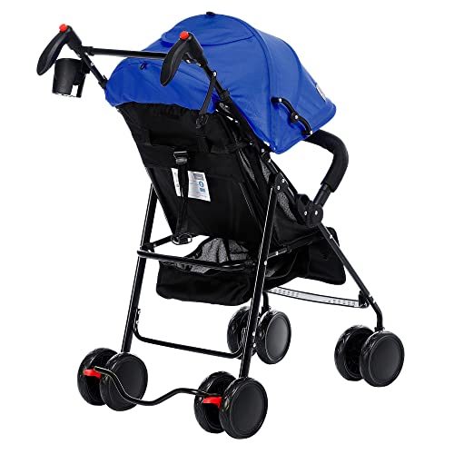 Buggy Kinderwagen Buggy Klein Zusammenklappbar Liegeposition mit Sonnenverdeck und Rückenlehnenverstellung Kinderwagen Baby Wagen Baby Shopper (Blue)