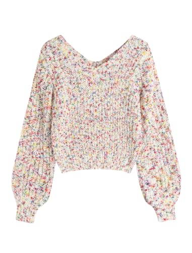 Image of ZAFUL Women's Cropped Sweater V-Neck Long Sleeve Pullover Jumper Knit Top