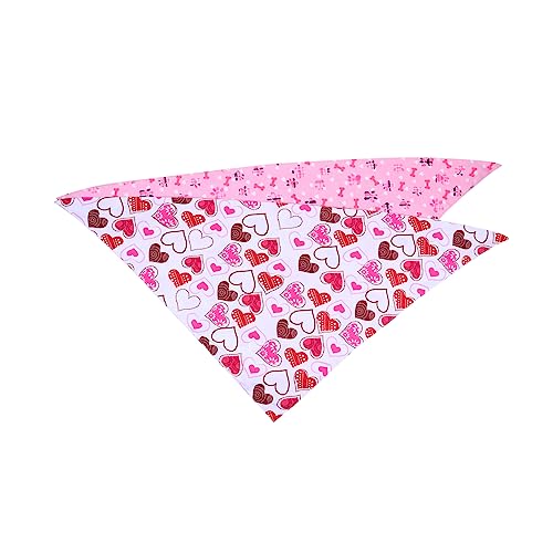 TOGEVAL 2個 ラブトライアングルスカーフ ペット 車用の犬 子犬 犬用ベッド 犬の首輪チャーム pet supplies 犬の唾液タオル 犬よだれかけ バンダナの装飾 ポリエステル ピンク