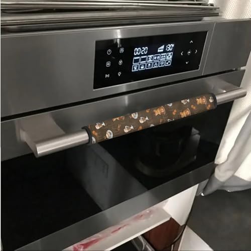 Image of Refrigerator Door Handle Covers Set of 6 Neoprene Kitchen Appliance Handle Anti-Dust Protector for Fridge Microwave Kitchen Cabinet Stove Dishwasher, Coffee Pattern Brown