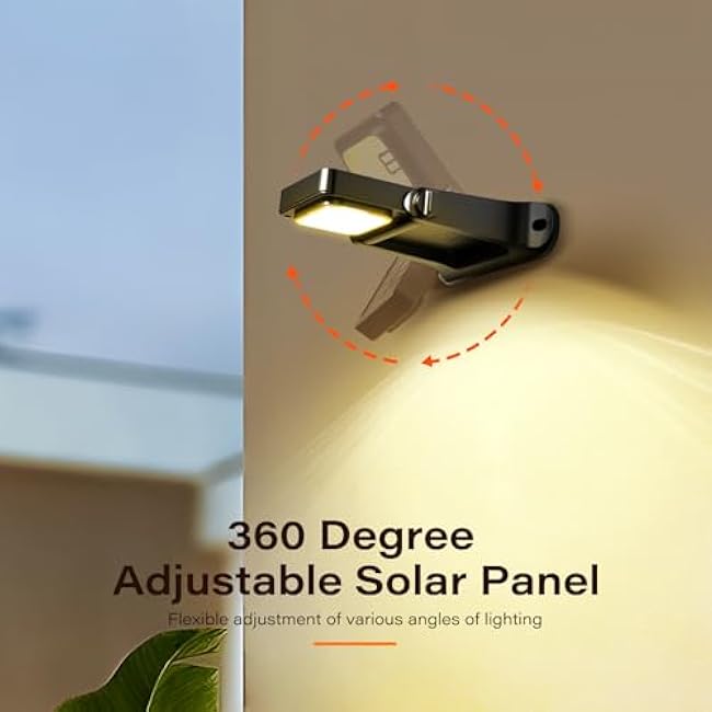 200LM Solar Wall Lights Outdoor 6 Colors, 2200mAh Long Lasting Solar Powered Deck Lights, 360¡ã Adjustable Porch Light IP65 Waterproof, Glass Panel Fence Light for Gutter, Step, 4 Pack