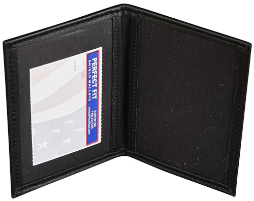 Perfect Fit Shield Wallets Slim Dress Leather 2 ID Windows Wallet Bifold License Holder Dual Double I.D. Case Card Permit For Larger Cards Minimalist Wallet (Black)3