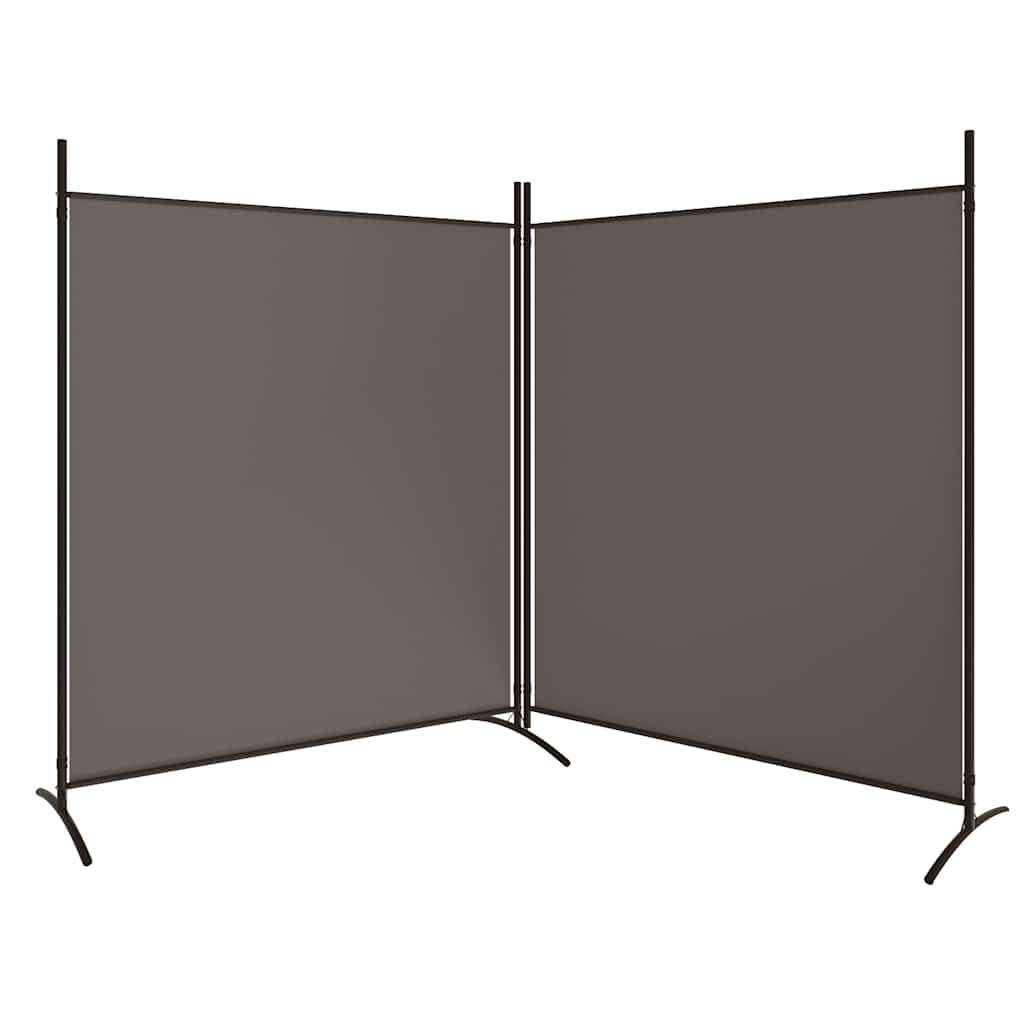 2-częściowy parawan, antracyt, materiał 348 x 180 cm, składany ścianka działowa do salonu, biura, mieszkania, na balkon, uniwersalna ścianka działowa z drzwiami i modułową ścianką działową mobilną