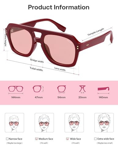 Image of SOJOS Retro Thick Polarized Aviator Sunglasses for Women Men, Large Trendy Bold Square Pilot Shades SJ2385