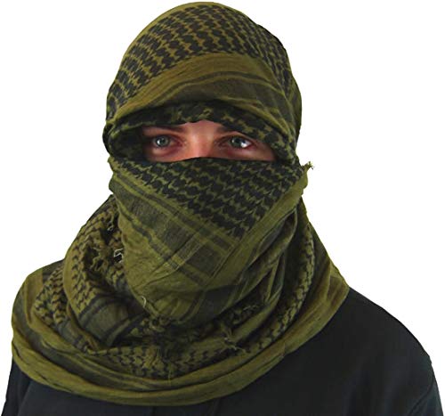 Image of Commando Army Scarf - Shemagh Military Combat Camouflage Afgani Patka for Men Women - Cotton, Green Unisex Multi-Purpose NCC Scarf
