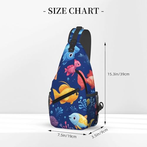 Mochila tipo bandolera con diseño de peces marina miniatura 3