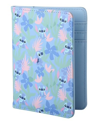 Disney Capa de passaporte Stitch para mulheres, licença oficial, porta-livros de passaporte, carteira de passaporte, itens essenciais para viagem, Stitch Tropical Passport Wallet