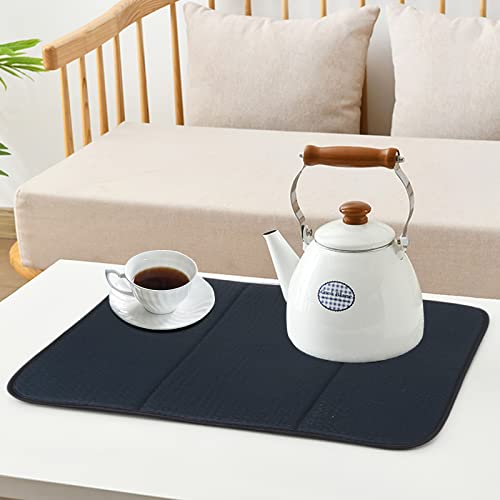 SINLAND Microfiber Dish Drying Mat Super Absorbent Dish Drying Rack Pads Kitchen Counter Mat 16X18Inch Plaid Black 2 Pack