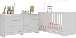 Berço 3 em 1 para Colchão 130 x 60cm com Cômoda Doce de Leite Multimóveis Mp4297 Branco