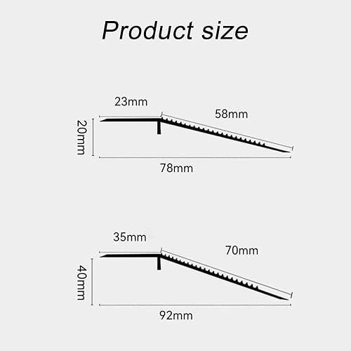 Miniatura 2 de Tira de transición para piso, borde de metal, altura de 0.78 pulgadas, 1.575 pulgadas, reductor de rampa de umbral antideslizante para puertassuelos