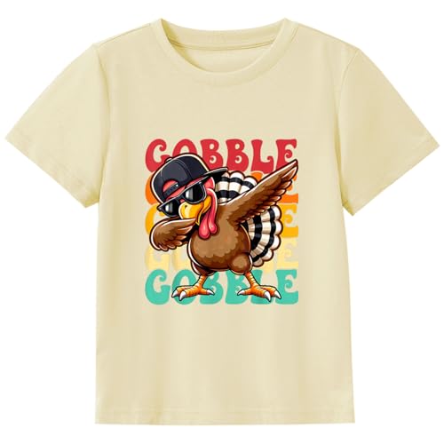 Thanksgiving Shirt for Boys Toddler Kids Funny Turkey Gobble Outfits Pumpkin Season Fall T-Shirt Tee 2-7 Years