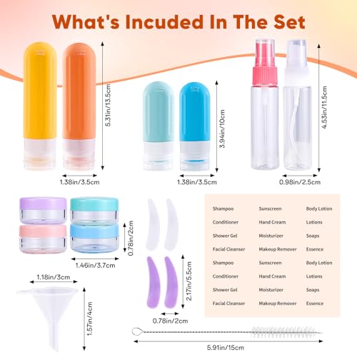Landisun Travel Size Toiletries Essentials Bottles 18Pack Containers Travel-Bottles Essentials Leak Proof Colored2