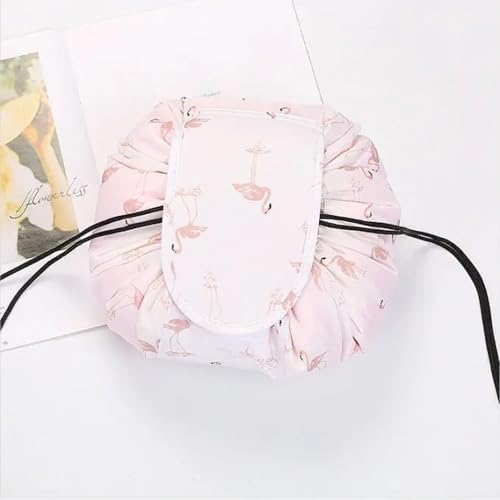 Image of Maharsh Women's Convenient and Waterproof Multifunction Portable Lazy Travel Cosmetic Storage Makeup Organizer Toiletry Bag with Drawstrings (Pink Duck)