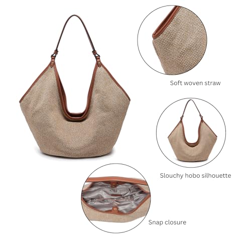 Bolso Hobo tejido para mujer con cierre seguro negro y blanco miniatura 4