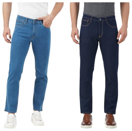 Image of INKD Men's Contrast Stitch Stretchable Regular Fit Jeans Men's Contrast Stitch Stretchable Regular Fit Jeans