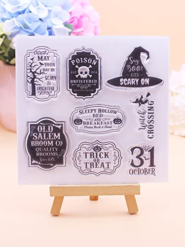 Alinacutle Halloween Stamps Words Clear Stamps Silicone Stamp Cards Sentiments Stamp, Trick Or Treat Stamp For Holiday Card Making & Diy Scrapbooking Journaling #TOP3