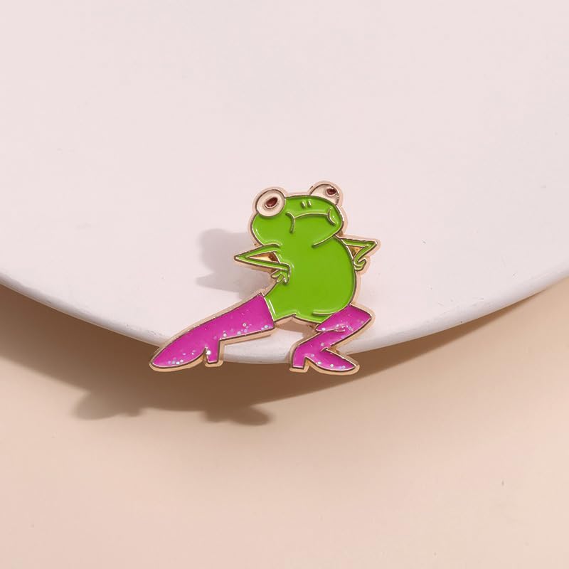 Image of Cute Frog Enamel Brooch Pins For Women Men Cartoon Frog with Glitter Boots Brooch Creative Funny Animals Brooches Fashion Animals Jewelry Gifts (Frog)