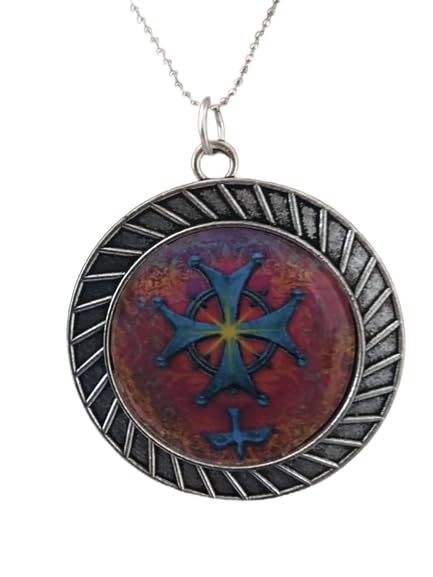 Pendentif croix huguenote Syryatsu cadeau idéal en métal argenté unique