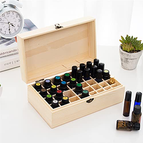Holzsammlung Ätherische Öle Holzbox, 36 Löcher Aromatherapie Öle Flaschen Tragbar Tragen Organisator Multifunktions Geschenk Aufbewahrungsbox für Nagellack, Duftöle, Lippenstift und Parfümlagerung