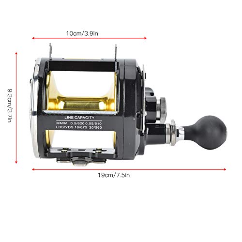 VBESTLIFE TR12000 Caña de Pescar con Carrete de Trolling Todo Metal, Relación de Velocidad 3.4:1, Arandela de Freno de Fibra de Carbono para Pesca en Salmuera en Barco de Alta Mar miniatura 7