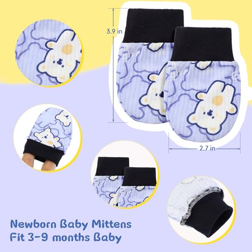 6 Pairs Newborn Baby Mittens No Scratch Gloves Infant Toddler Anti Scratch Essentials Unisex Cotton for 3-9 Months Girls Boys(Classic Colors, Thin)2