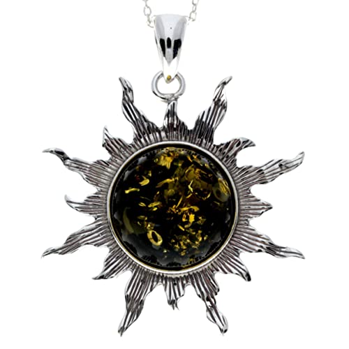 Pendentif étoile soleil en ambre de la Baltique et argent 925