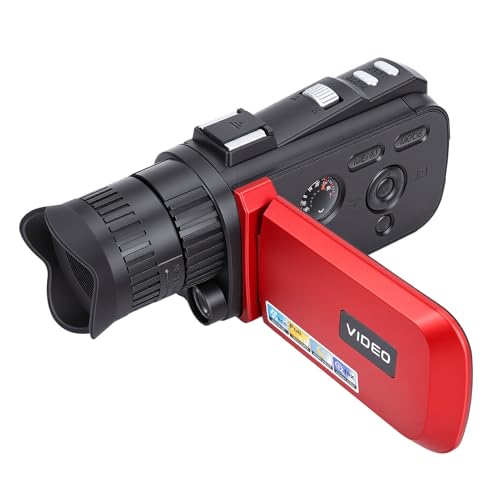Caméscope Numérique FHD 1080P Jectse 24MP avec Écran Rotatif Rouge