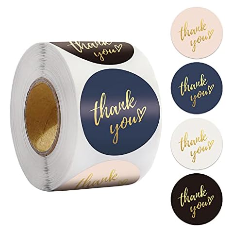 LOOGI Thank You Stickers, Pack of 500 Thank You Stickers for Decorative Packaging (Multicoloured, 3.8 cm) Cover