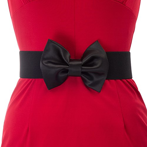 Wide Dress Waist Belts with Large Bow-Knot (2XL,Black 775)