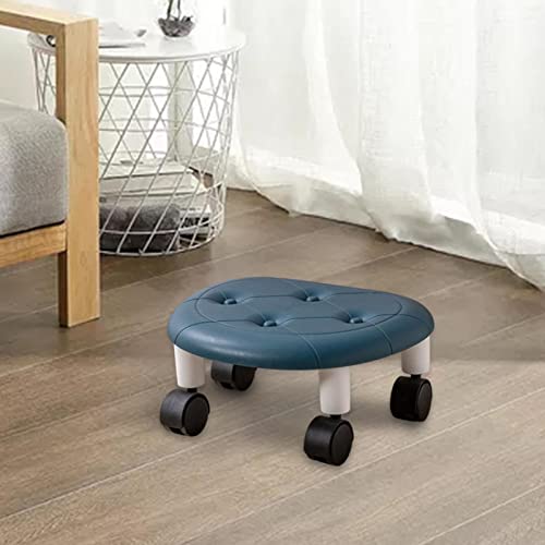 Baoblaze Swivel Chair Roller Stool 360 Degree Rotating Rolling Stool Comfortable Shoe Stool Seat Low Height Rolling Stool Office Garage Salons Barber, Blue, 33.5Cmx26Cmx15Cm #TOP1