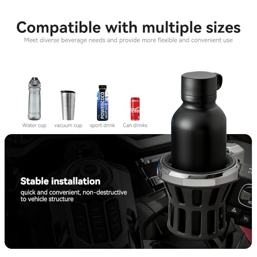 RUNNING PANTHER Motorcycle Upgraded Handlebar Drink Cup Holder, 360° Rotating Drink Holder for Harley Davidson Passenger Water Bottle Holder with Mesh Basket for Honda Goldwing GL 1800 (Black, 142) by RUNNING PANTHER - Image 5