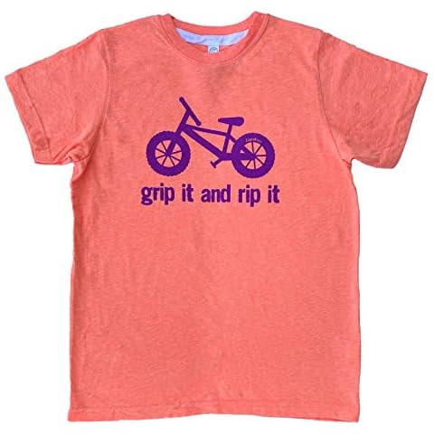 ZippyRooz Kids Fat Tire BMX Bike Tee Shirt Grip It and Rip It! for Youth Boys & Girls (Papaya, Small / 6-8) Cover